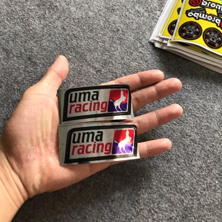 2 miếng tem umaracing crom  dán  xe máy