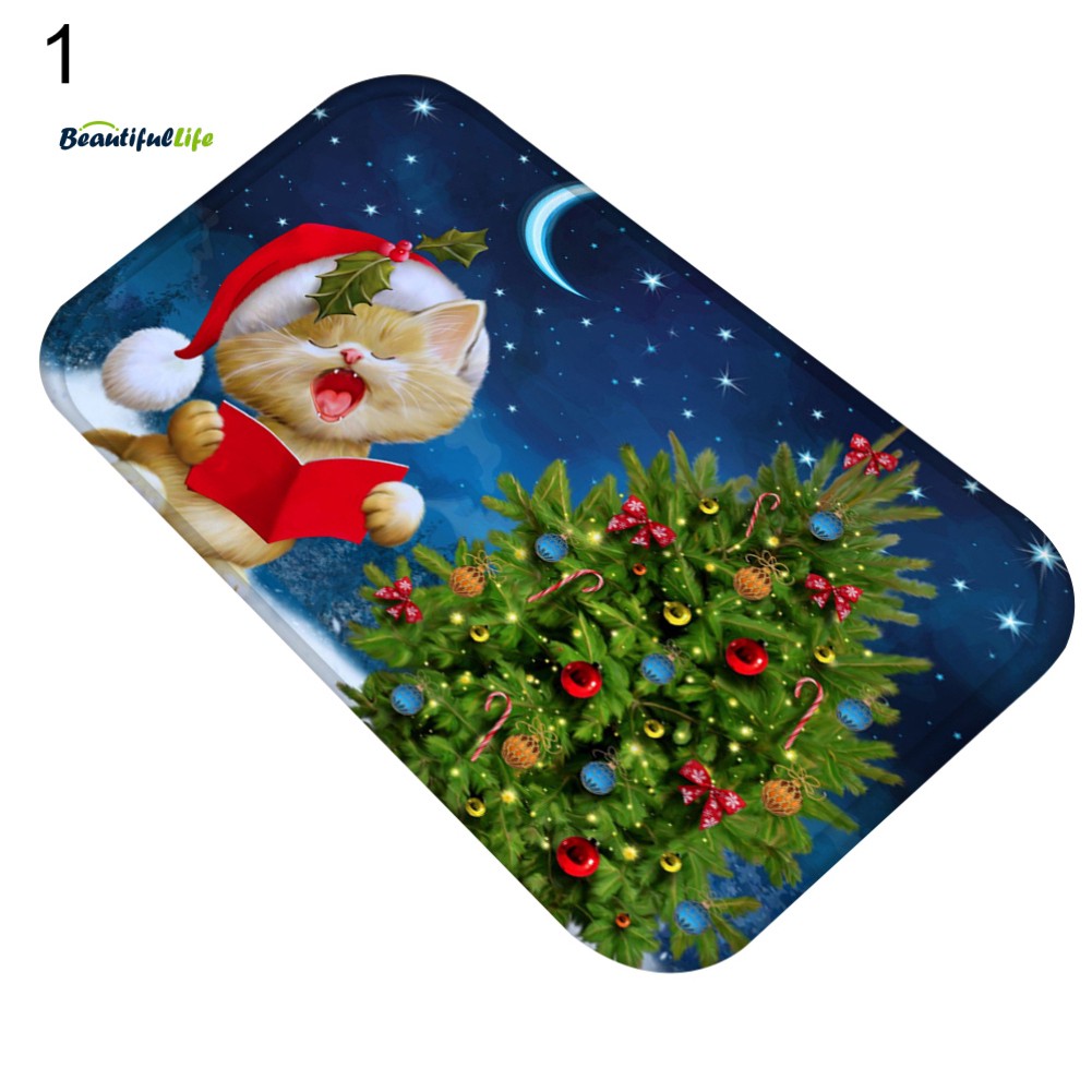 Decor Carpet Cat Kitten Xmas Non-Slip Bathroom Mat