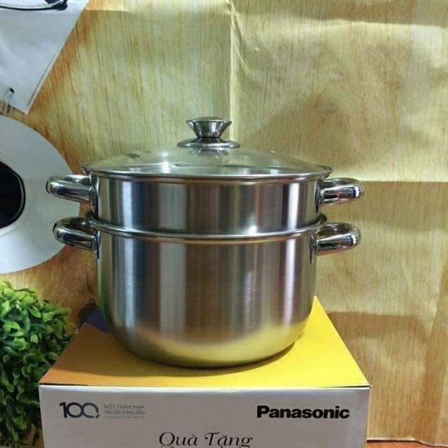 BỘ NỒI INOX XỬNG HẤP NẮP KÍNH PANASONIC size 24cm