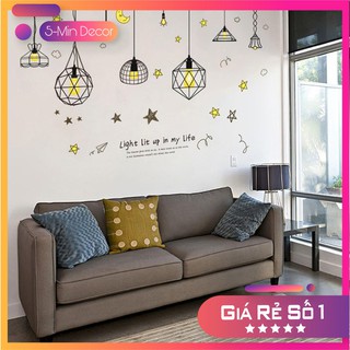 Decal Dán Tường Đèn Trăng Vàng Hiện Đại Ấm Áp