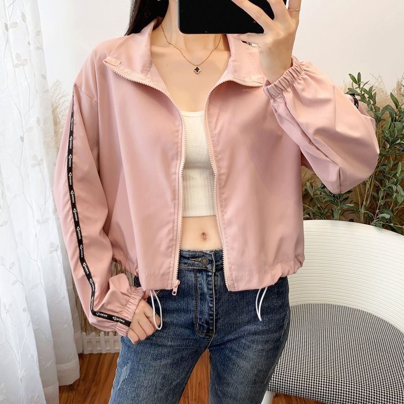 IELGY    Áo Khoác Thể Thao Dáng Ngắn Mỏng Thời Trang Cho Nữ