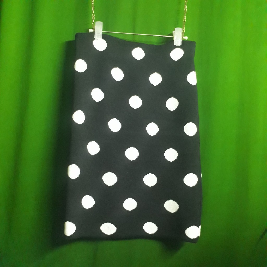 Chân váy ôm bút chì thun len chấm bi to-DÀI VÁY 55 CM