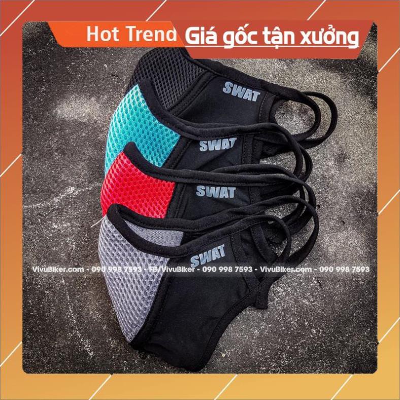 [Giống ảnh] Khẩu trang vải lưới 2 lớp lọc bụi cao cấp SWAT X1 màu đen - Khẩu trang lưới sử dụng nhiều lần