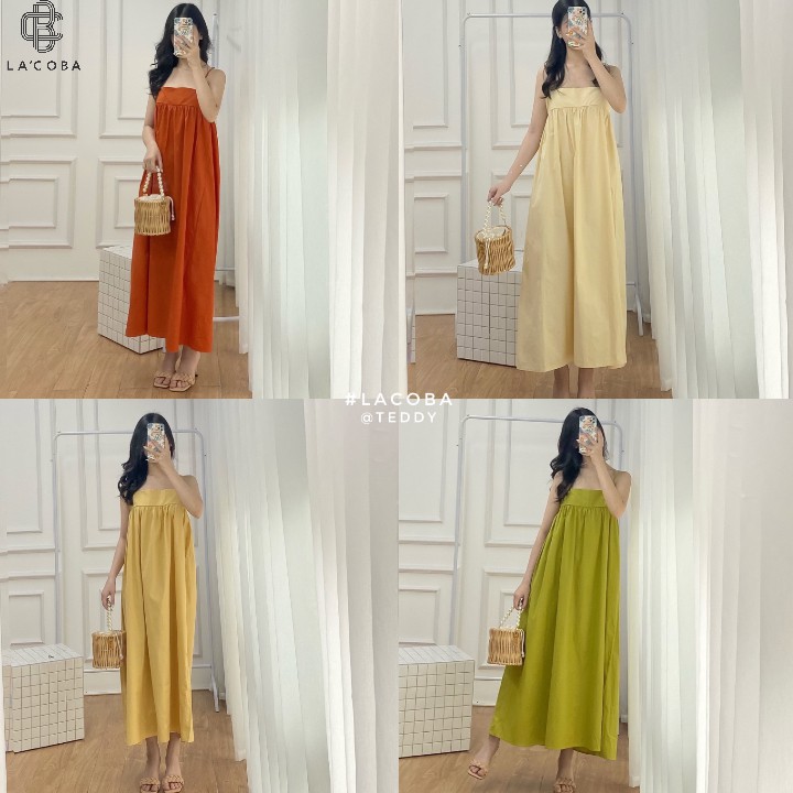 Váy Maxi Dáng Babydoll Hai Dây 😍FREESHIP😍 Đầm Maxi 4 Màu Thời Trang Cao Cấp LA'COBA