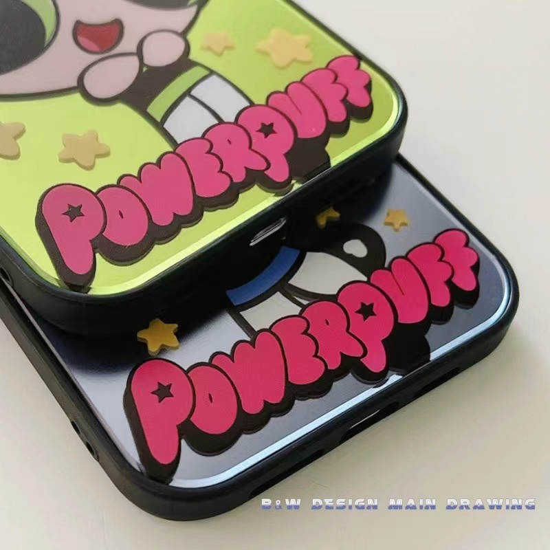 Ốp Điện Thoại Acrylic Cứng Chống Sốc Hình Powerpuff Girls Cho iPhone 13 12 11 Pro MAX IX XS MAX XR 7Plus 8Plus