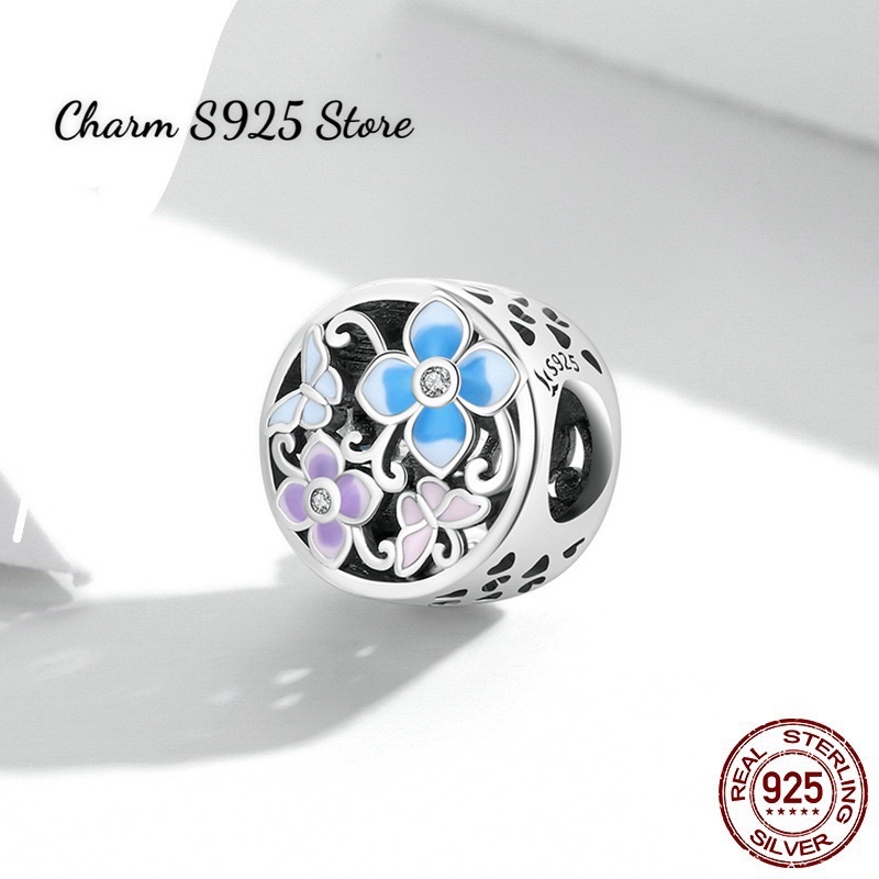 CHARM XỎ NGANG HƯƠNG HOA XUÂN BẠC S925 HÀNG CHÍNH HÃNG CAO CẤP