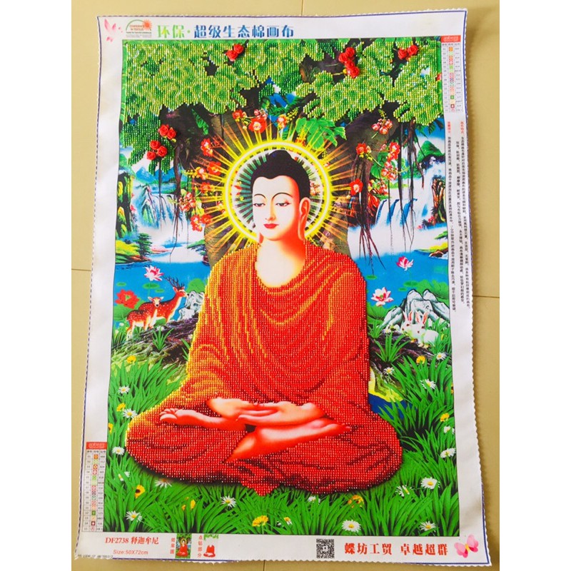 Tranh đính đá thành phẩm Phật 50x72cm