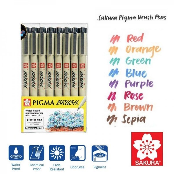 BỘ 9 CÂY SAKURA PIGMA BRUSH ĐỦ 9 MÀU