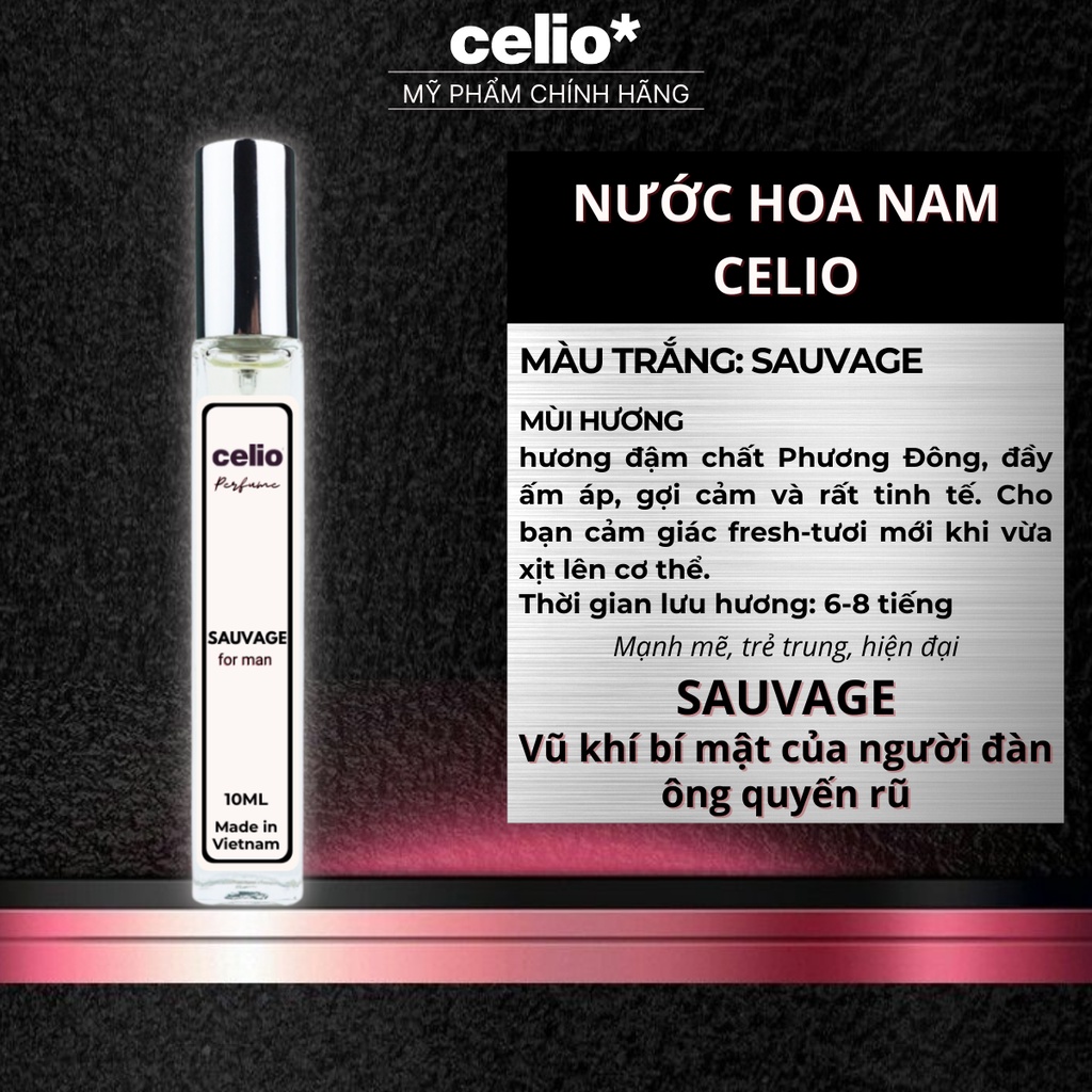 Xịt Thơm Body Nam Tinh Dầu Nước Hoa CELIO Sauvage Bossman Bleu 10ml Nam Tính Lịch Lãm Bí Ẩn Quyến Rũ