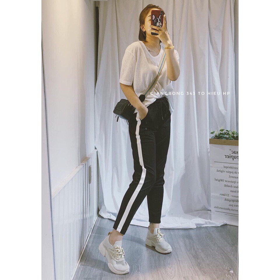 Quần thể thao bo ống 1 sọc chất Umi Hàn mát lạnh cạp chun co giãn TT993 - NhiNhiShop