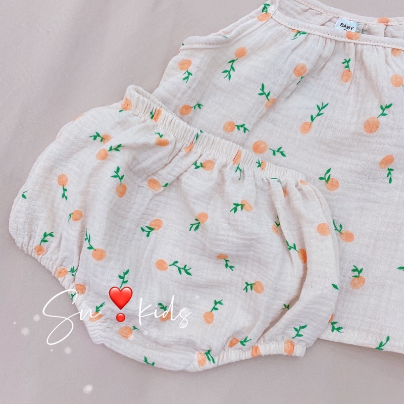 Bộ 2 dây xô Muslin bé gái