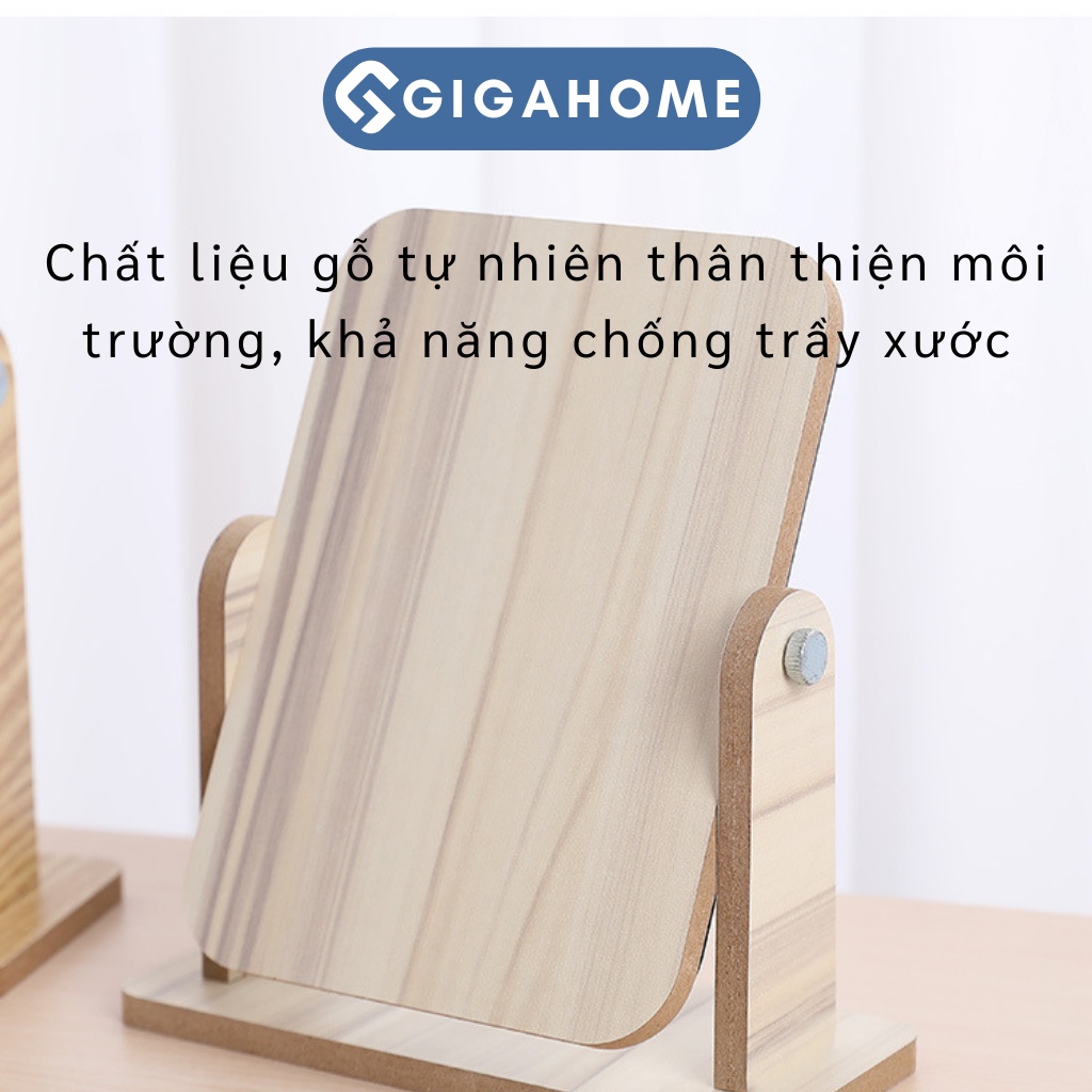 Gương Trang Điểm Để Bàn GIGAHOME Khung Gỗ Mini Decor Phòng 1056