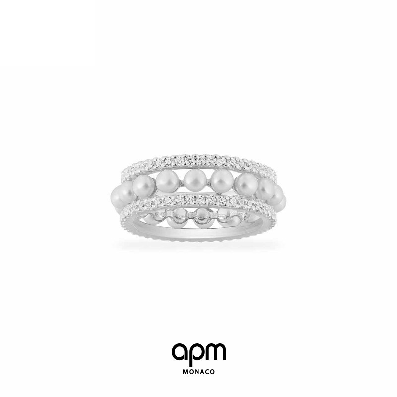 Vòng kẹp ngọc trai Pháp APM Monaco Nhẫn đôi thiết kế thủy triều