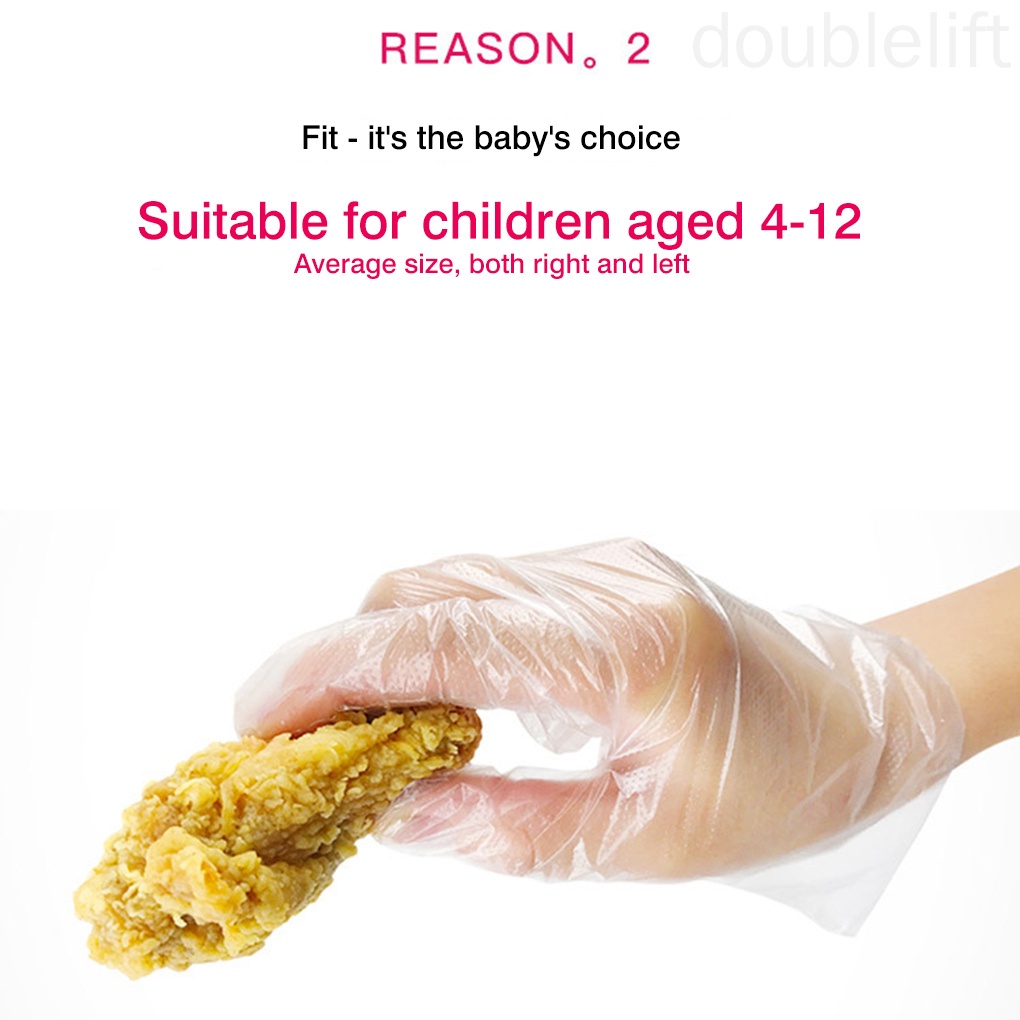 Set 100 Găng Tay Vệ Sinh Bằng Pe Trong Suốt Chống Trượt Dùng Một Lần Tiện Dụng Cho Nhà Hàng / Trường Học