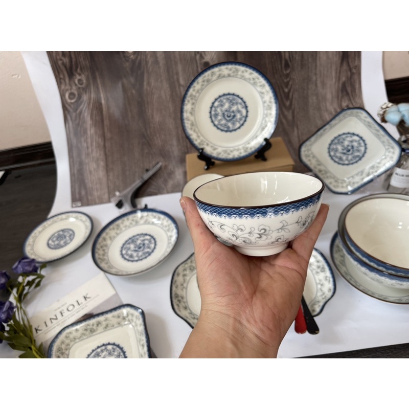 Bát cơm Bát tràng hoạ tiết hoa Quỳnh,hoạ tiết sắc nét men dầy dặn dùng được lò vi song,máy rửa bát,giao hàng an toàn