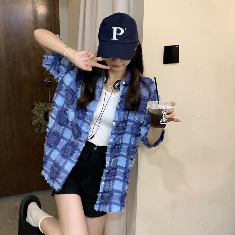 Áo Sơ Mi Dáng Rộng Họa Tiết Kẻ Sọc Thiết Kế Mới Thời Trang Mùa Hè Dành Cho Nữ