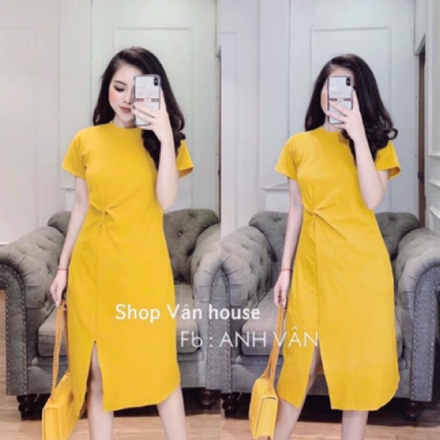 [ Mã FAMAYWA2 giảm 10K đơn 50K] Váy xoắn eo xẻ tà 3 màu chất cottong điệu đà