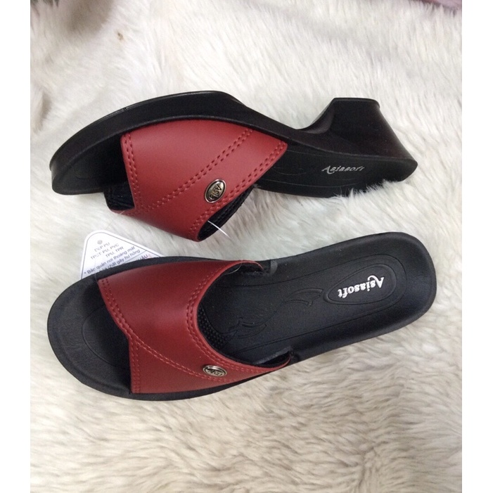 Dép nữ trung niên Asia 2 mầu đen ,nâu.dép quai ngang đế cao Asia