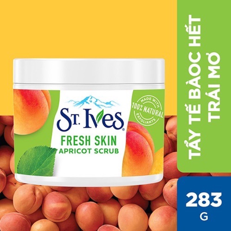 [USA] Tẩy tế bào chết St.Ives Apricot Scrub 283g Fresh Skin | Acne Control tẩy kì mặt &amp; toàn thân hương mơ - Mỹ