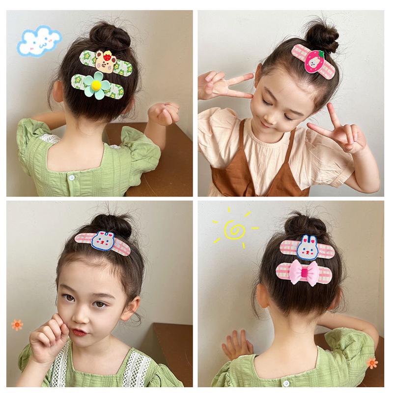 Set 10 kẹp (5 cặp) bấm mái vân nổi họa tiết hoạt hình dễ thương phong cách Hàn Quốc- kẹp mái