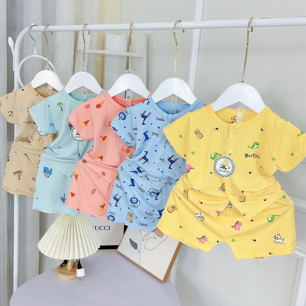 Bộ cộc tay vải thun lạnh cao cấp cho bé sơ sinh 3-11kg, cài cúc giữa tiện lợi, siêu mềm mát, thấm hút mồ hôi - BO89