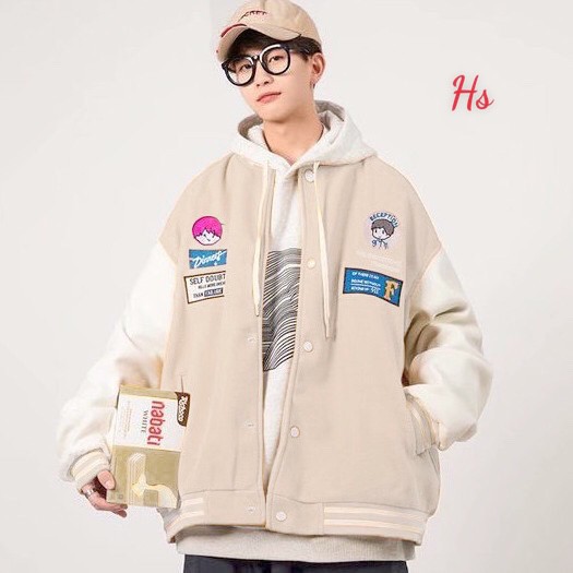 Áo khoác bomber logo cậu bé reception,chất dày dặn,hàng xịn - Shop Q&amp;V SP000627