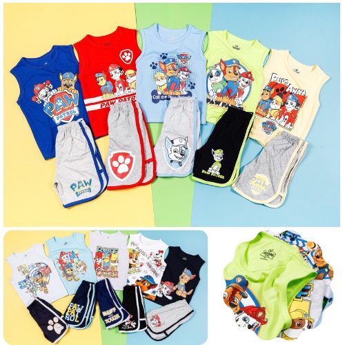 Quần áo sát nách cho bé trai, bộ 3 lỗ đội chó cứu hộ chất liệu cotton cao cấp, hình in sắc nét Bắp Ngô Kids 10-25kg