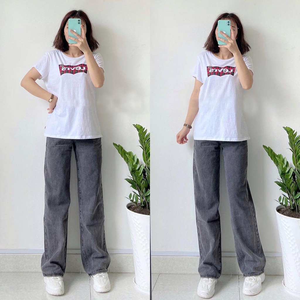 [ FREESHIP ] QUẦN JEAN ỐNG RỘNG NỮ LƯNG CAO MÀU XÁM CAO CẤP NITI SIÊU HOT