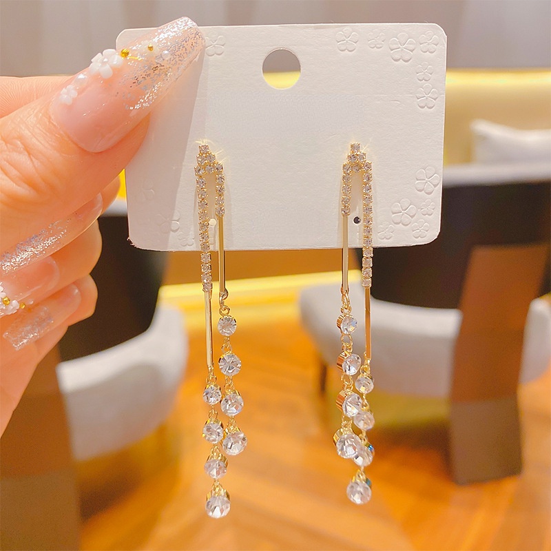 Bông Tai Tua Rua Đính Đá Zircon Siêu Lấp Lánh Thời Trang Cao Cấp Kiểu Hàn Quốc Sang Trọng