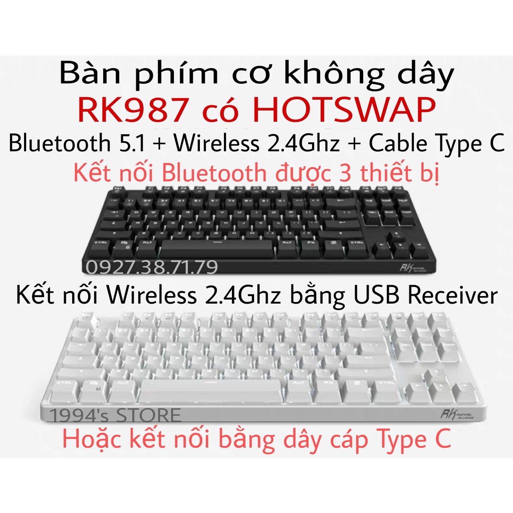 RK987 SPECIAL LIMITED EDITION - Bàn Phím Cơ Không Version 4 HOTSWAP - Wireless 2.4G + Bluetooth 5.1 + Type C