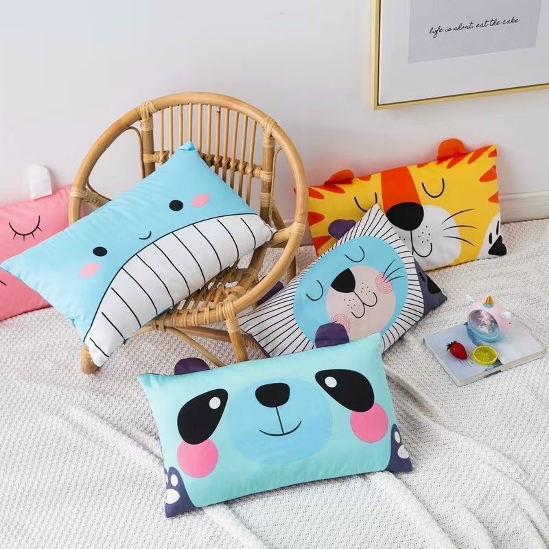 Gối cho bé từ 1 - 9 tuổi vải cotton 100% ruột bông gạo có khoá kéo , gối trẻ em kích thước 30x50cm