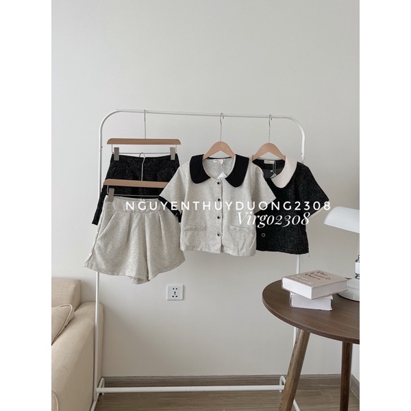 [NEW]SET DẠ TIÊU CỔ SEN PHỐI MÀU TIỂU THƯ 0708