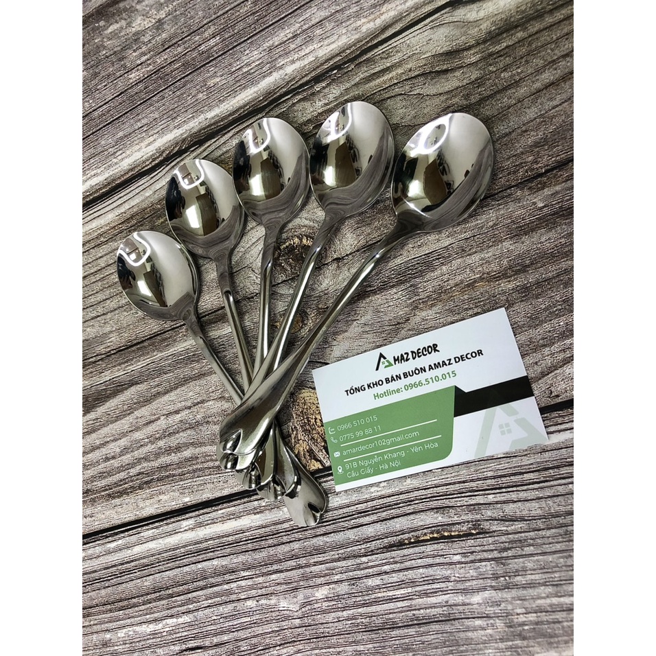 Muỗng thìa inox 304 -GNT184020 cán dài phong cách Châu Âu sáng bóng sang trong cao cấp