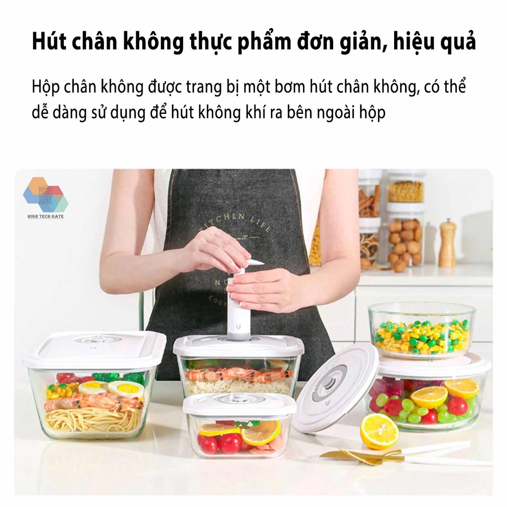 Hộp Hút Chân Không Thực Phẩm Xiaomi Youpin Bud, Chất Liệu Thủy Tinh Trong Suốt, Sử Dụng Cho Gia Đình, Hàng Chính Hãng