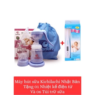 Máy hút sữa tay kichilachi mới tặng kèm nhiệt kế và 6 túi trữ