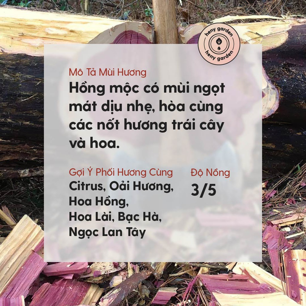 Tinh Dầu Gỗ Hồng (Hồng Mộc) Organic Thiên Nhiên Nguyên Chất Đậm Đặc Xông Thơm Phòng, Làm Nến Thơm HENY GARDEN