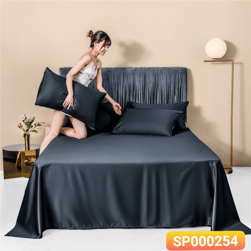 [Free ship-Giá sốc]Bộ ga gối kèm vỏ gối ôm lụa 60s cao cấp,màu L001