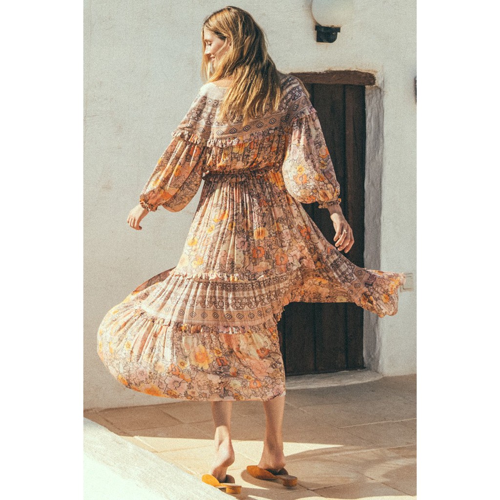 Đầm Topshop maxi họa tiết Bohemian tone màu nắng cực xinh