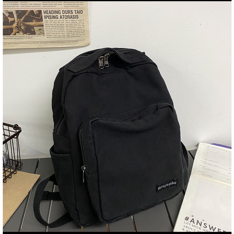 Sẵn - Balo Hai ngăn vải thô Canvas dày dặn cao cấp phom đứng phong cách Unisex cho nam và nữ