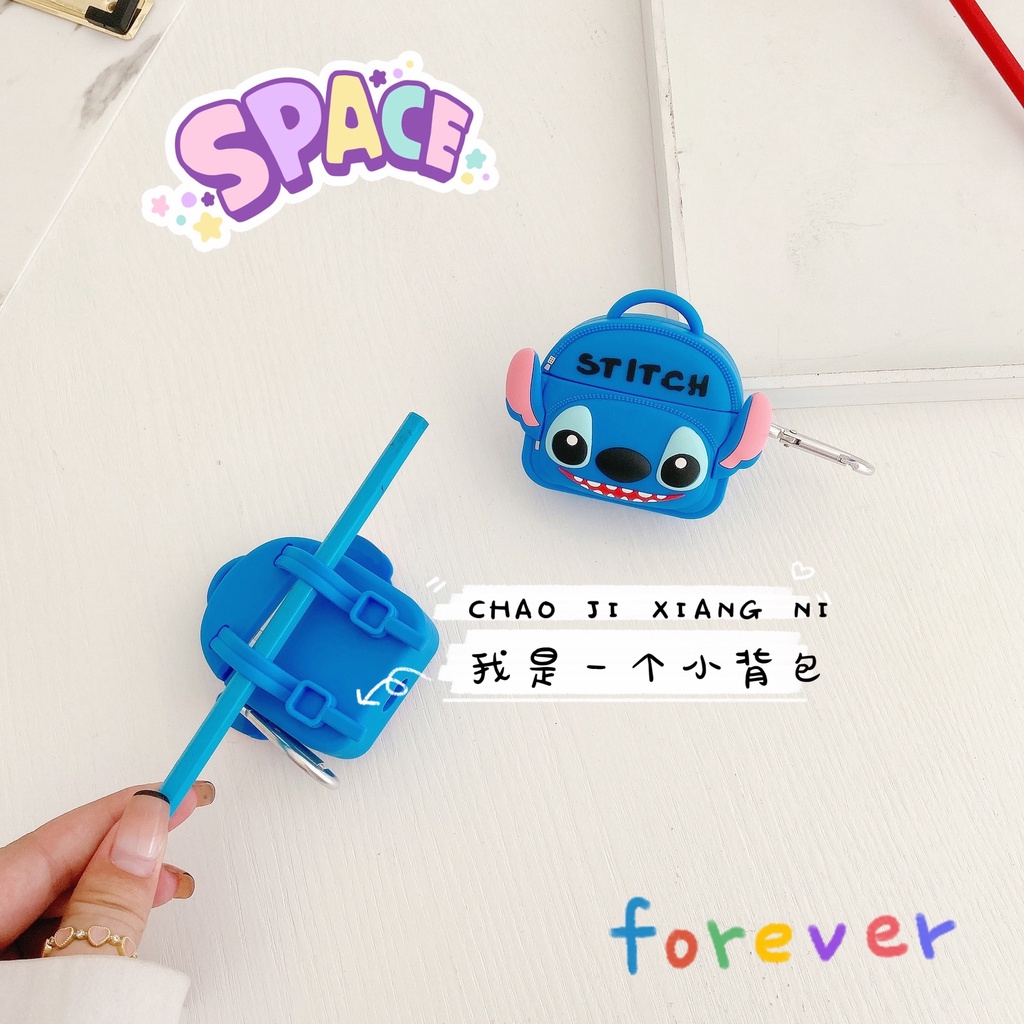 Vỏ Bảo Vệ Hộp Sạc Tai Nghe Airpods 3 pro 2 Hình Balo Stitch Dễ Thương Ốp