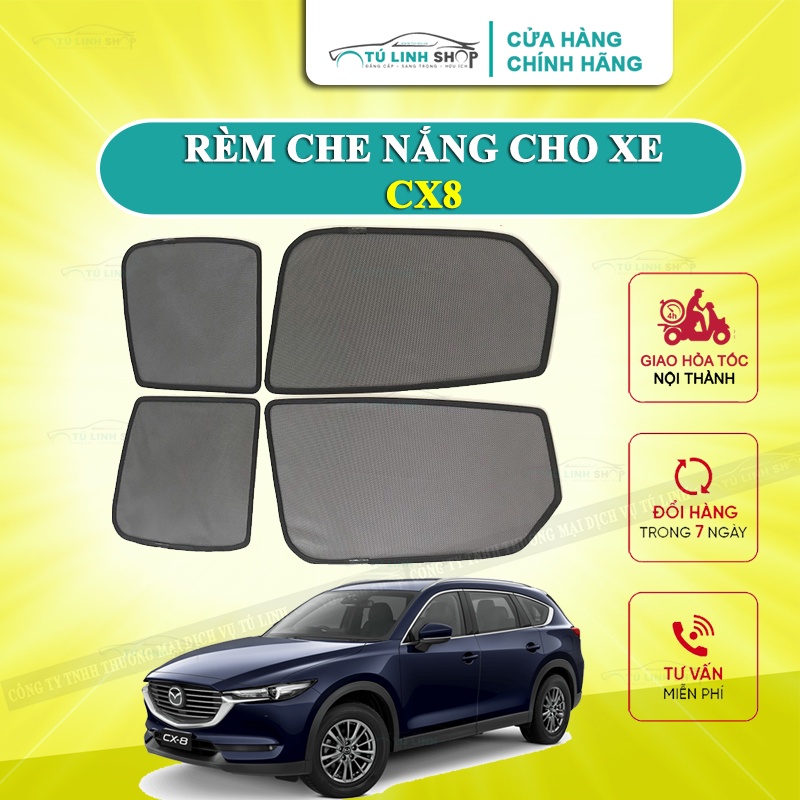 Rèm che nắng nam châm cho xe Mazda CX8, bộ 4 tấm cho 4 cửa, hàng loại 1 cao cấp nhất, vừa khít kính