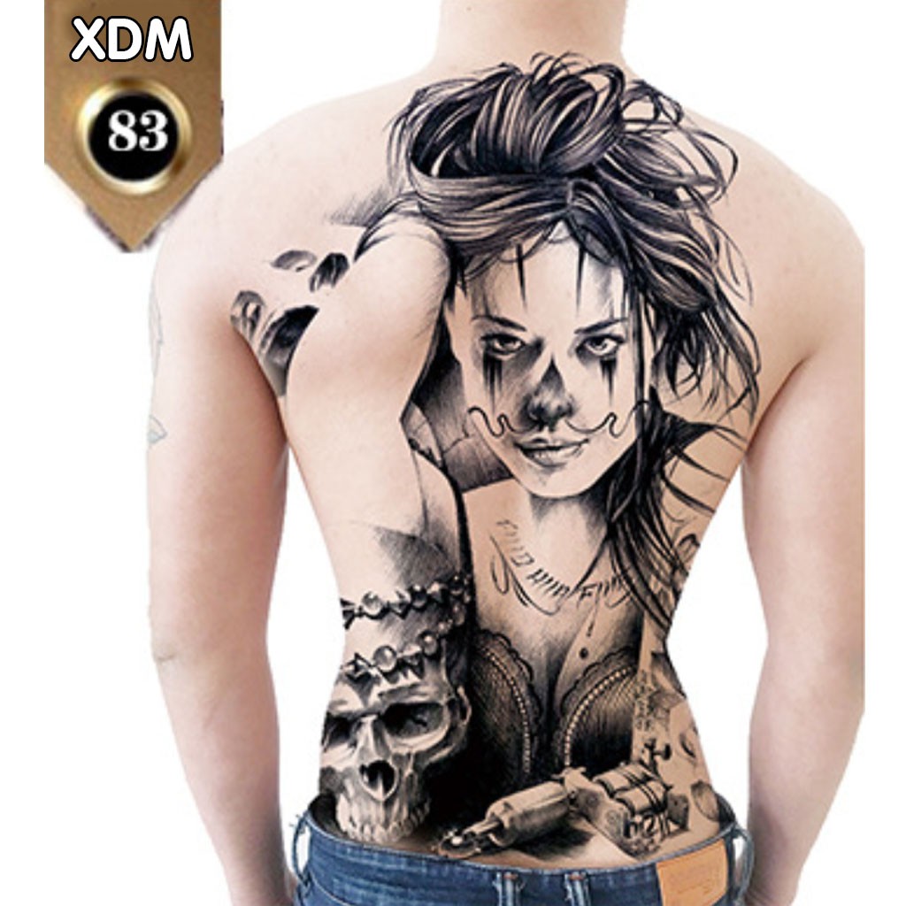 Hình Xăm Dán Kín Lưng Cô Gái Ngành Xăm XDM083