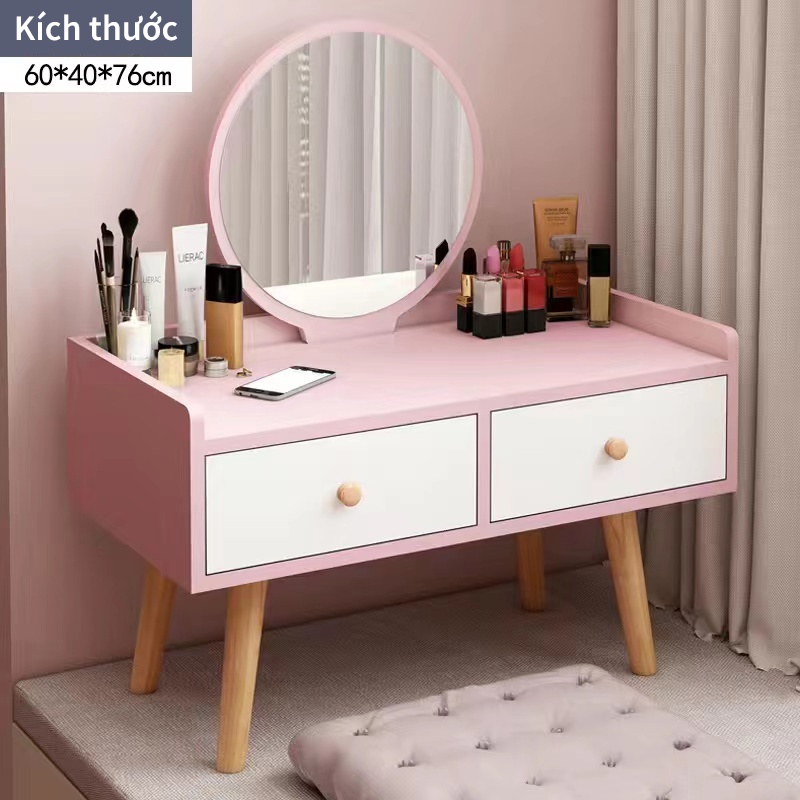 Bàn trang điểm ngồi bệt Có Gương LED cảm ứng AK05 , thiết kế nhỏ gọn 60x40, Có 2 ngăn kéo rộng