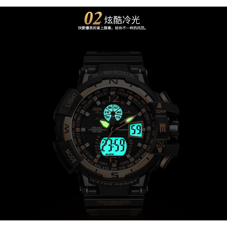 Đồng hồ điện tử đeo tay Smael 1376 thời trang cá tính cho nam- đồng hồ nam cao cấp