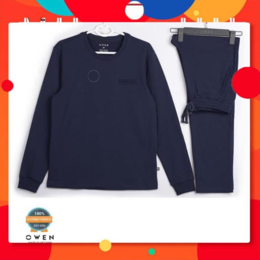 (Deal 11-11) . OWEN - BỘ NỈ NAM OWEN QUẦN ỐNG XUÔNG MÀU XANH NAVY 81253 Cực . .1 . > 🛫 . hàng Chuẩn