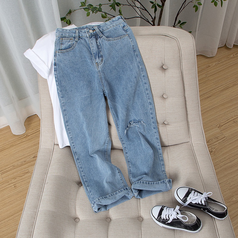 Quần jean SUXI ống rộng lưng cao dễ phối đồ thời trang cho nữ