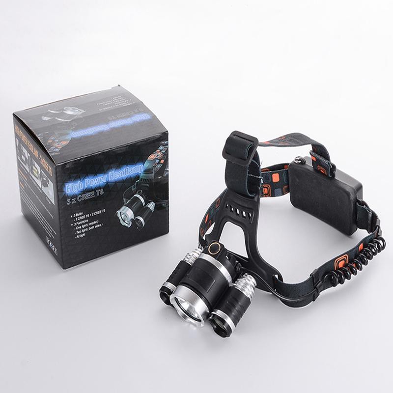 Đèn Pin Siêu Sáng Đội Đầu 3 Bóng + Tặng Kèm 2 Pin Và Dây Sạc.