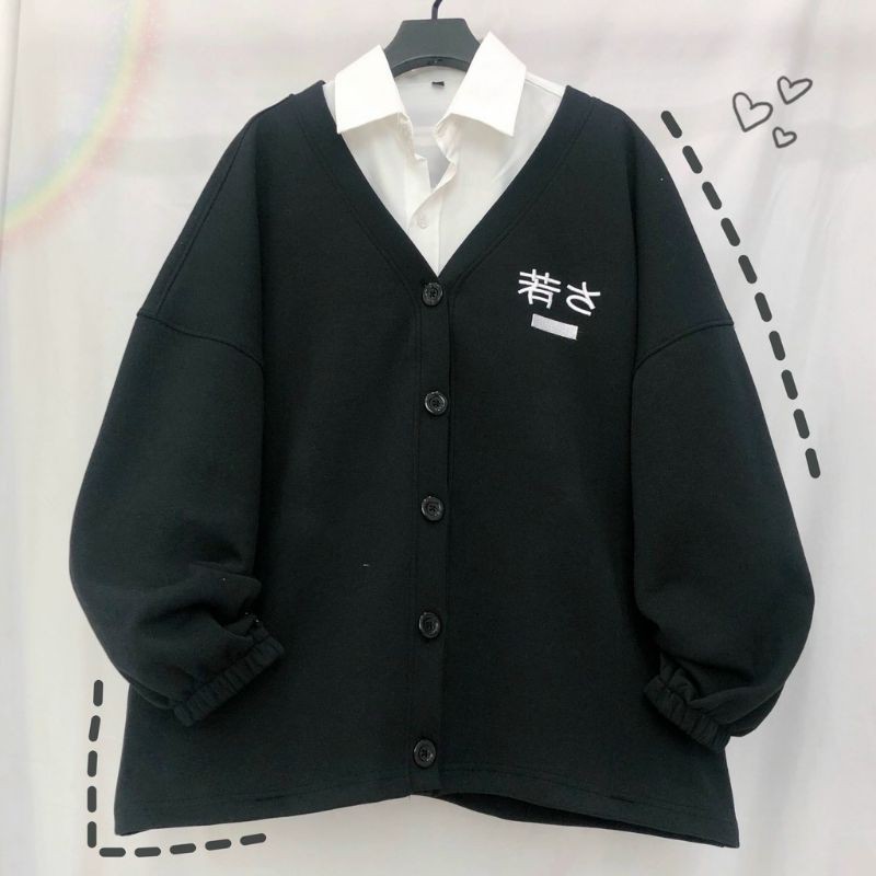 Ảnh thật Áo Khoác Nỉ Bông CARDIGAN CUBE Form Rộng Ulzzang thời trang teen hè kèm video