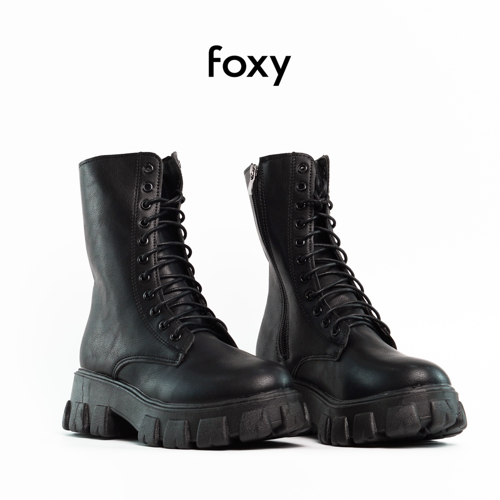 Giày Boots Nữ Cổ Cao Giày Martin FOXY Đế Tăng Chiều Cao Buộc Dây Kéo Khoá Phong Cách Gợi Cảm - FOX031 | BigBuy360 - bigbuy360.vn