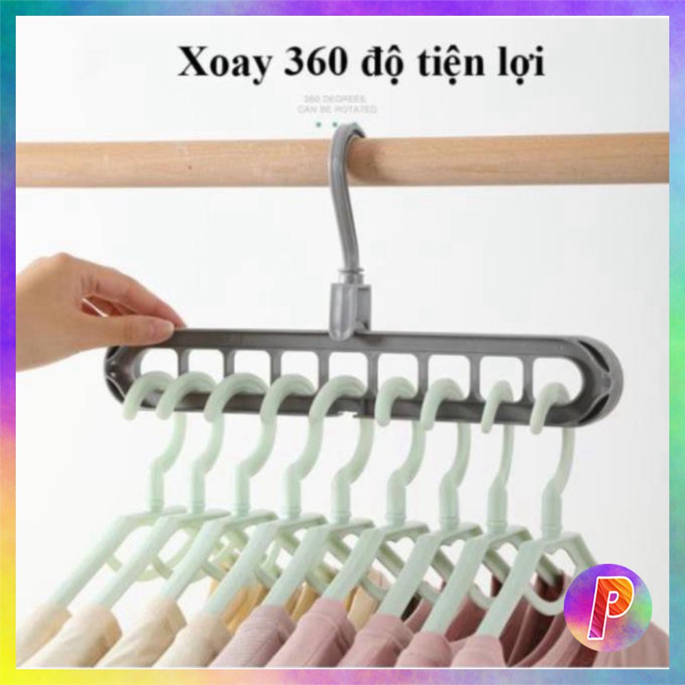 Thanh Móc treo quần áo 9 lỗ đa năng thông minh - giao màu ngẫu nhiên(taphoapiupiu)